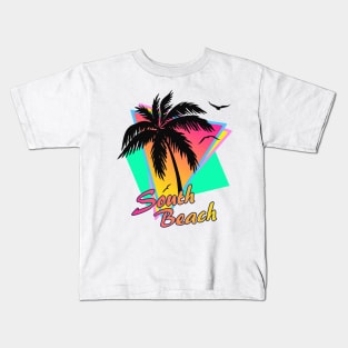 South Beach Cool 80s Sunset Kids T-Shirt